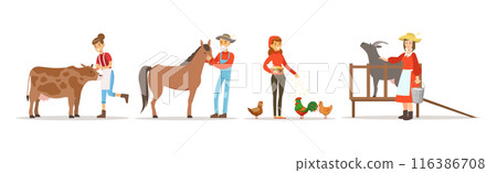 People Farmer Character Breeding Animal and Livestock Vector Set People Farmer Character Breeding Animal and Livestock Vector Set 116386708