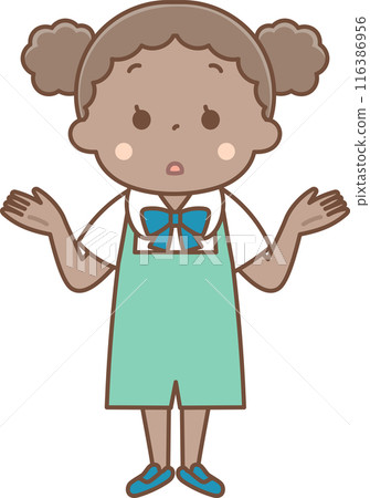 Black girl with hands up pose 116386956
