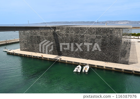 MARSEILLE, FRANCE - JULY 09, 2015 : Building of Museum of European and Mediterranean Civilizations MARSEILLE, FRANCE - JULY 09, 2015 : Building of Museum of European and Mediterranean Civilizations 116387076