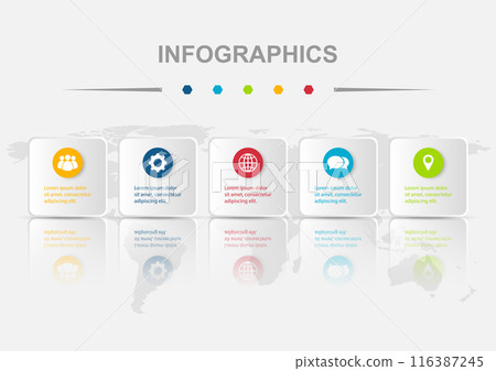 Infographic design template 5 circle on rounded regtangles Infographic design template 5 circle on rounded regtangles 116387245