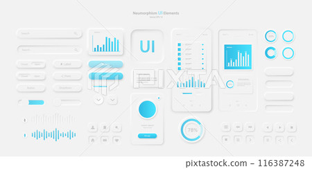 A set of user interface elements for a mobile application in a light style. 116387248