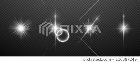 A set of glowing white stars on a dark background. 116387249