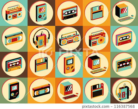 Retro pop icon collection - 3D version 116387568