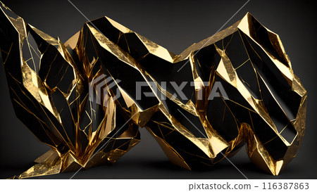 Cracks in black marble filled with gold. 3d background Cracks in black marble filled with gold. 3d background 116387863