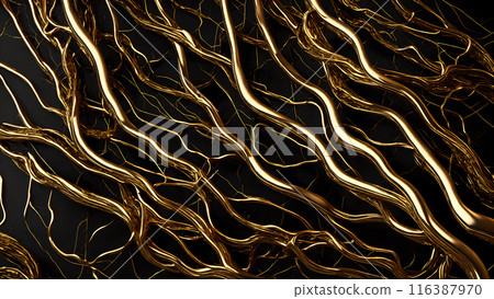 Black marble with intricate golden veins running through it. 3d background Black marble with intricate golden veins running through it. 3d background 116387970