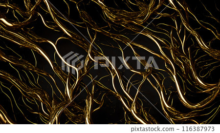 Black marble with intricate golden veins running through it. 3d background  116387973