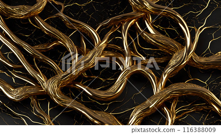 Black marble with intricate golden veins running through it. 3d background Black marble with intricate golden veins running through it. 3d background 116388009