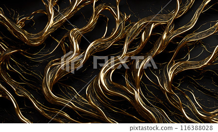 Black marble with intricate golden veins running through it. 3d background Black marble with intricate golden veins running through it. 3d background 116388028