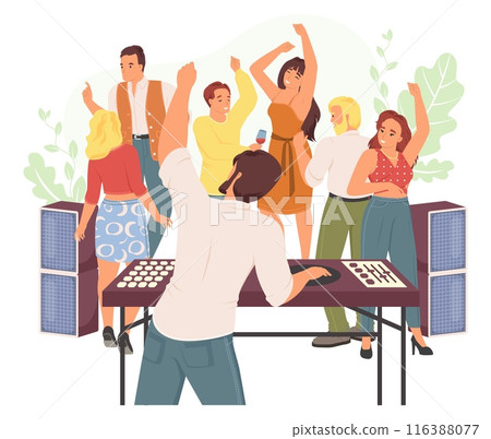 Dj party for students cartoon vector illustration 116388077