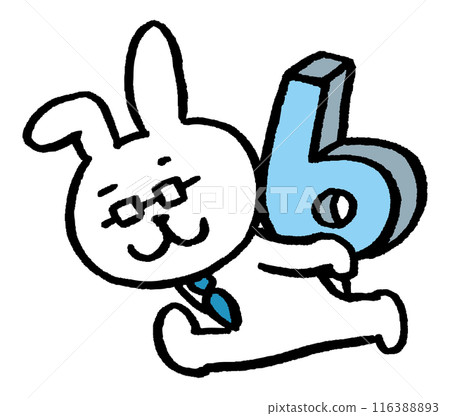 看起來像是戴眼鏡教數學的老師的兔子人物素材 116388893