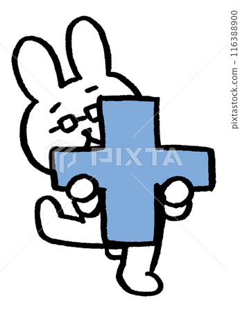 A character of a teacher-like rabbit wearing glasses teaching mathematics 116388900