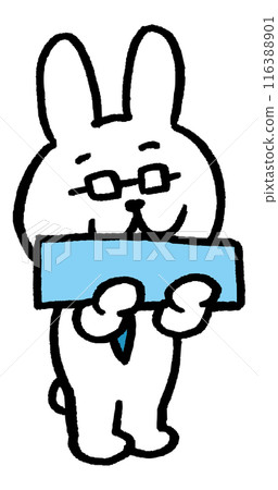 A character of a teacher-like rabbit wearing glasses teaching mathematics 116388901