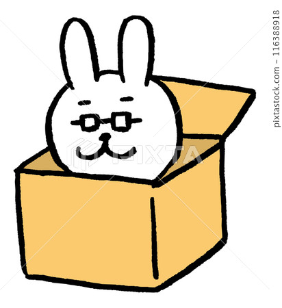 一個戴著眼鏡、裝在盒子裡的老師般的兔子角色素材 116388918