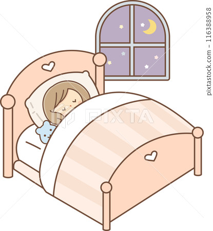 Girl sleeping soundly in bed 116388958