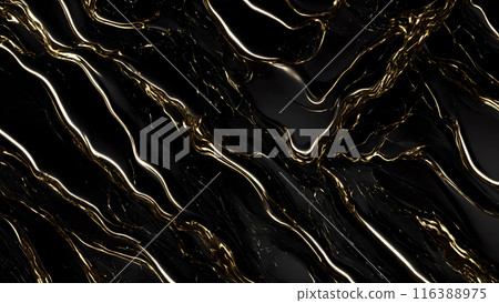 Marble Elegance Polished black marble with subtle golden highlights. 3d background  116388975