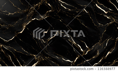 Marble Elegance Polished black marble with subtle golden highlights. 3d background  116388977