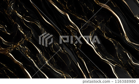 Marble Elegance Polished black marble with subtle golden highlights. 3d background  116388980