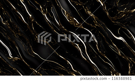 Marble Elegance Polished black marble with subtle golden highlights. 3d background  116388981