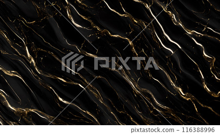 Marble Elegance Polished black marble with subtle golden highlights. 3d background  116388996