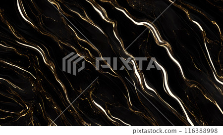 Marble Elegance Polished black marble with subtle golden highlights. 3d background  116388998