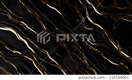 Marble Elegance Polished black marble with subtle golden highlights. 3d background  116389001