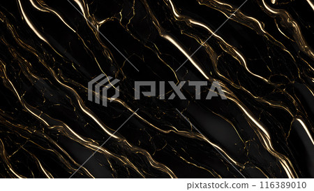 Marble Elegance Polished black marble with subtle golden highlights. 3d background  116389010