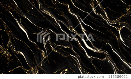 Marble Elegance Polished black marble with subtle golden highlights. 3d background  116389021