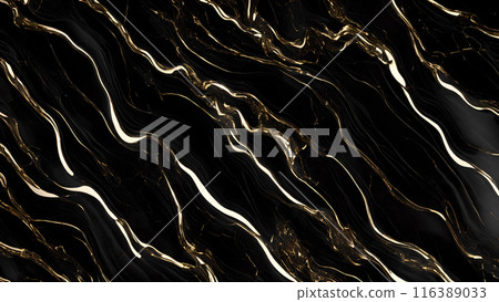 Marble Elegance Polished black marble with subtle golden highlights. 3d background  116389033
