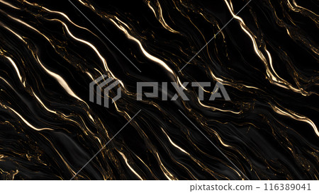 Marble Elegance Polished black marble with subtle golden highlights. 3d background  116389041