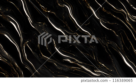 Marble Elegance Polished black marble with subtle golden highlights. 3d background  116389065