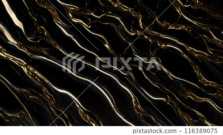 Marble Elegance Polished black marble with subtle golden highlights. 3d background  116389075