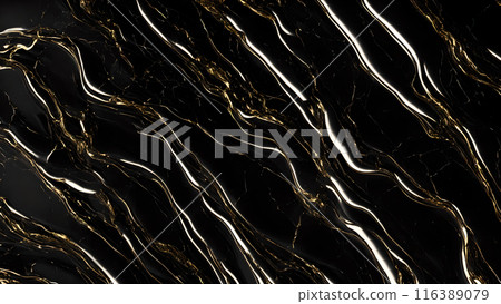 Marble Elegance Polished black marble with subtle golden highlights. 3d background  116389079