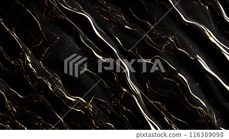 Marble Elegance Polished black marble with subtle golden highlights. 3d background  116389098