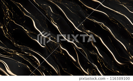 Marble Elegance Polished black marble with subtle golden highlights. 3d background  116389100