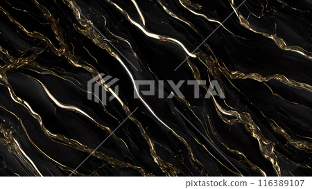 Marble Elegance Polished black marble with subtle golden highlights. 3d background Marble Elegance Polished black marble with subtle golden highlights. 3d background 116389107