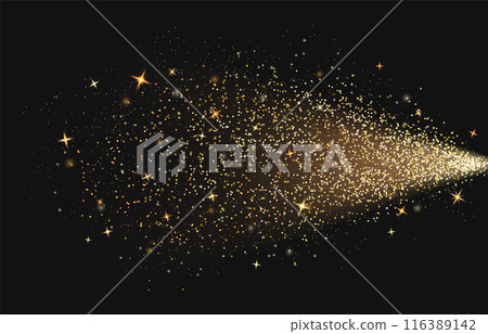 Star trail or spray splash with golden sparkles Star trail or spray splash with golden sparkles 116389142