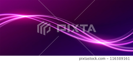 Pink neon wave line with light glow effect 116389161