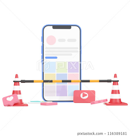 3DCG | Image of someone being suspended from using social media after their account has been frozen 116389181