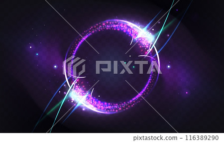 Neon light ring isolated on transparent background Neon light ring isolated on transparent background 116389290