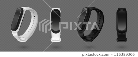 3D smart bands set on transparent background 116389306