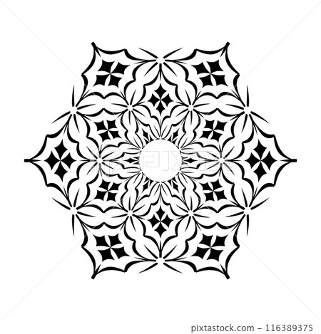 Radial Decorative Geometric Pattern in Hexagon Shape. 116389375