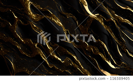 Black marble dusted with fine gold particles. 3d background 116389405