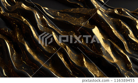 Black marble dusted with fine gold particles. 3d background 116389455