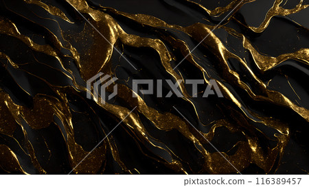 Black marble dusted with fine gold particles. 3d background 116389457