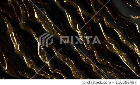 Black marble dusted with fine gold particles. 3d background 116389487