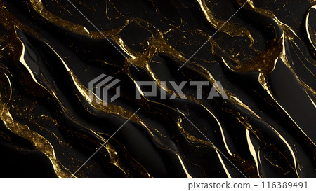 Black marble dusted with fine gold particles. 3d background 116389491