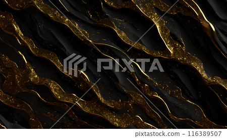 Black marble dusted with fine gold particles. 3d background 116389507