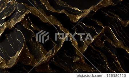 Black marble dusted with fine gold particles. 3d background Black marble dusted with fine gold particles. 3d background 116389510