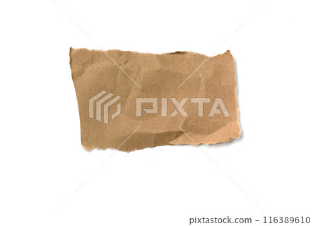 A torn piece of craft paper isolated on a white background. Perfect for eco-friendly designs and art projects 116389610