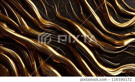 Golden Streaks Bold streaks of gold on a black marble background. 3d background Golden Streaks Bold streaks of gold on a black marble background. 3d background 116390172